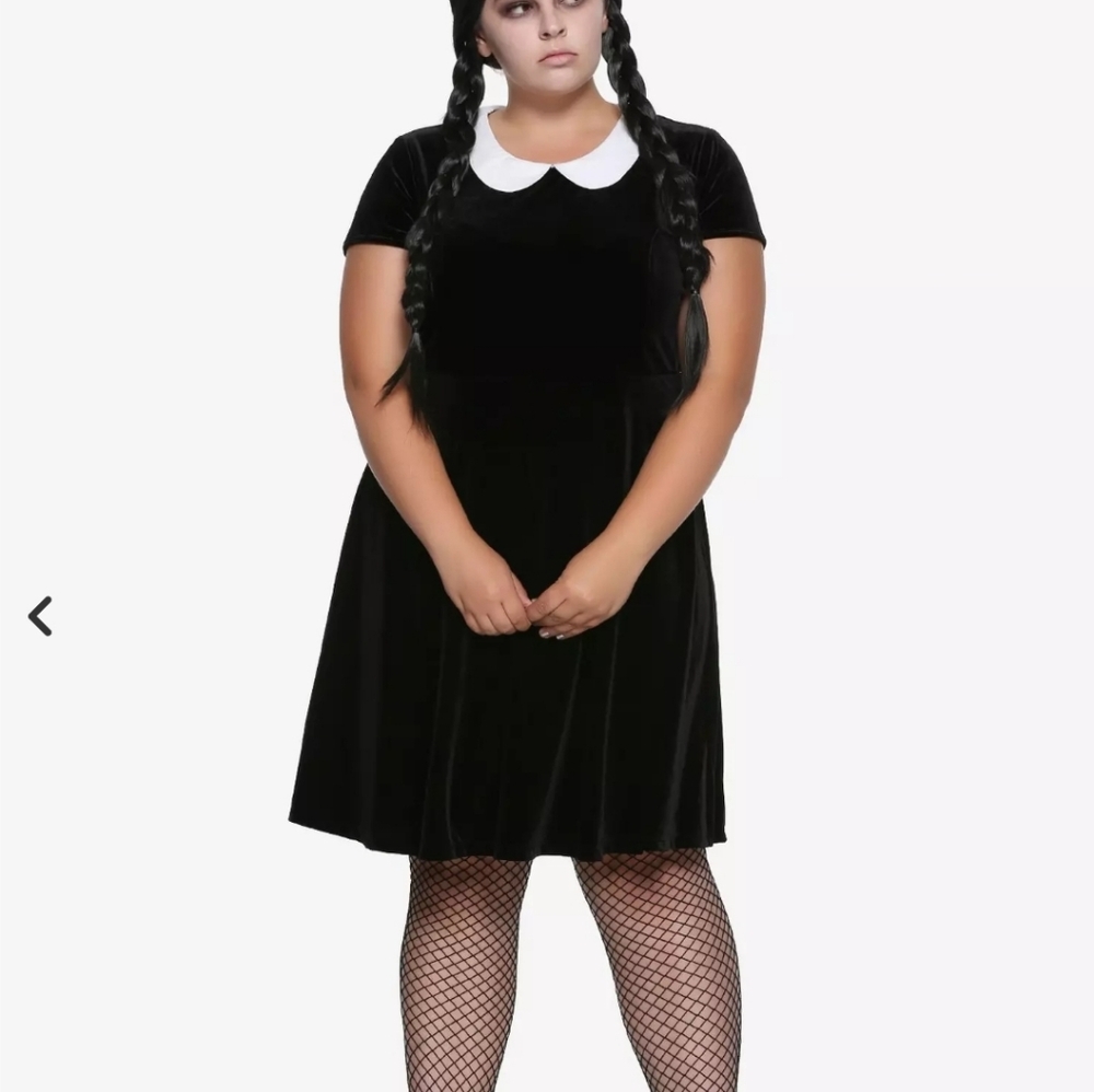 5x Plus Size Hot Topic Black Velvet Mini Dress Wednesday Adam's Gothic Goth